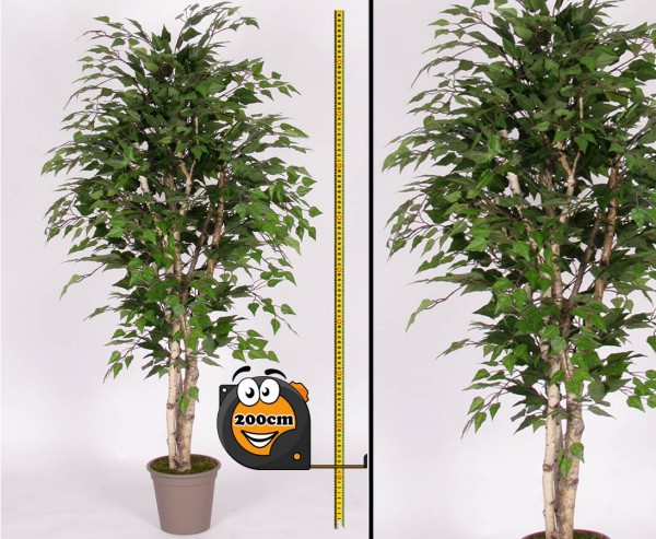 Künstlichen Birkenbaum 200cm mit Naturstämmen und 1764 Textilfaser Blätter