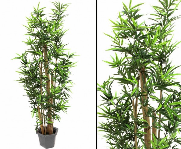 Bambus Kunstbaum mit Naturstämmen 1380 Blätter Höhe 205cm
