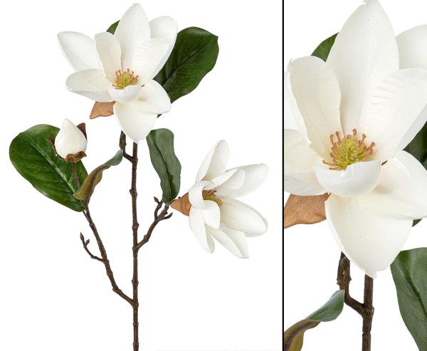 Magnolie Kunstblume 70cm mit violett-weiß farbigen Blüten