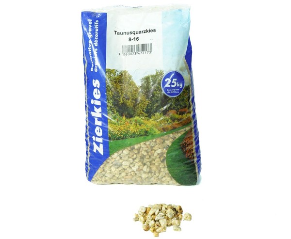 Gartenkies Bunt gemischt ca. 25kg, Durch. 8 bis 16mm, Taunusquarz