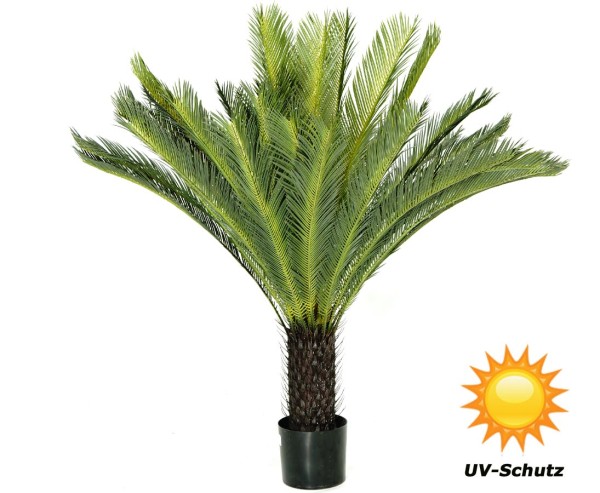 Kunstpalme Cycas 130cm aus UV-sicherem PE Material mit 40 Blätter