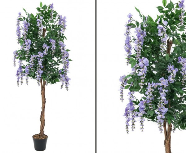 Kunstbaum Goldregen, 1176 violette Blüten, 1680 Textilblätter, mit Zementfuß, 210cm