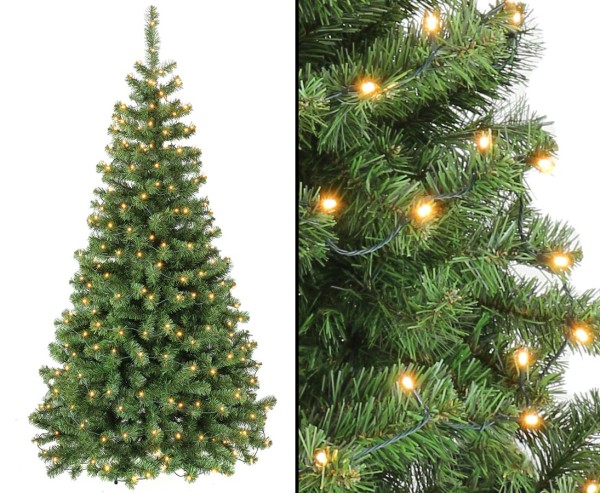 Künstlicher Tannen Christbaum Georgia 180cm wird mit 192 LEDs geliefert, PVC Nadeln B1