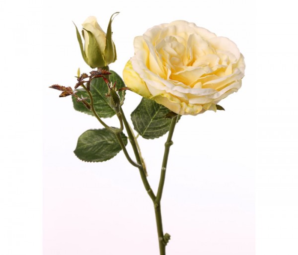 Kunstblume Rose mit gelber Blüte, Länge 38cm