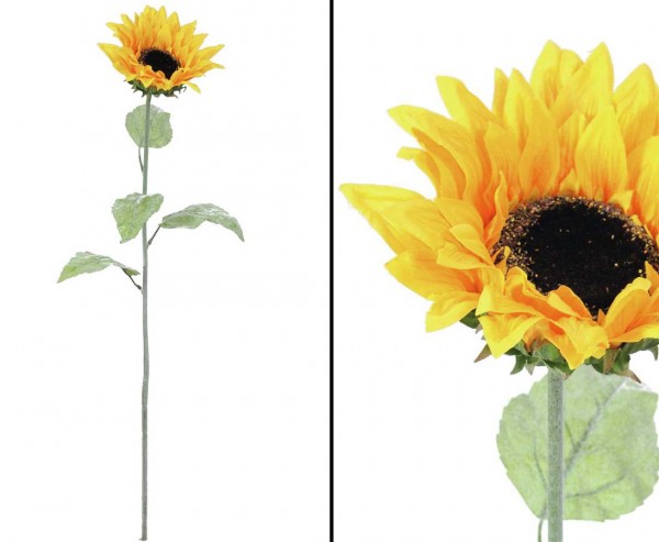 Sonnenblume künstlich mit langen Stiel gelbe Blüte Ø ca. 20cm