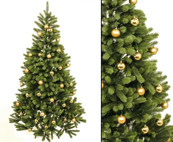 Spritzguss Christbaum mit goldenen Kugeln schwer entflammbar Höhe 150cm