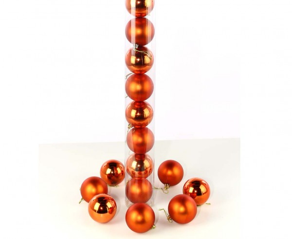 Christbaumkugeln orange farbig mit 6cm als 12er set matt und glänzend