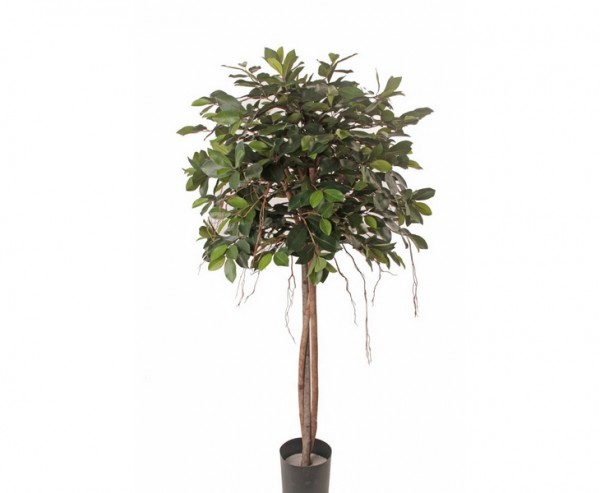 Ficus Kunstbaum 150cm mit 3 Echtstämmen und Textilfaser Blätter