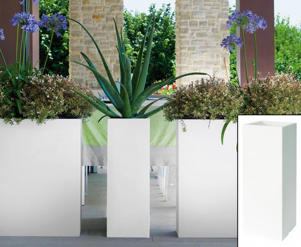 Pflanzkasten Kube weiß schlank und hoch mit 70x25x25cm für den Innen und Außenbereich