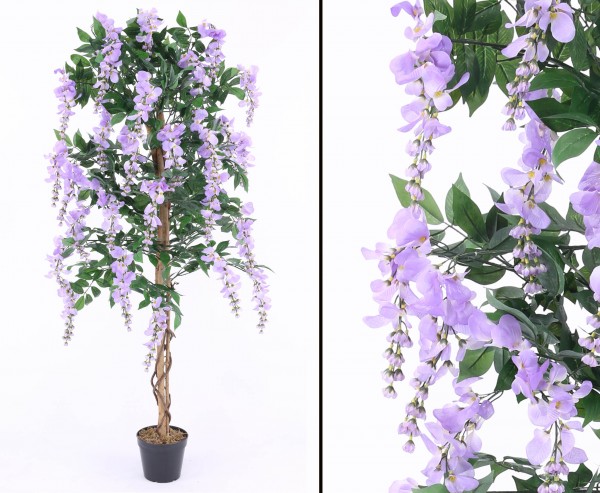 Kunstbaum Goldregen mit violetten Blüten 180cm im Zementtopf