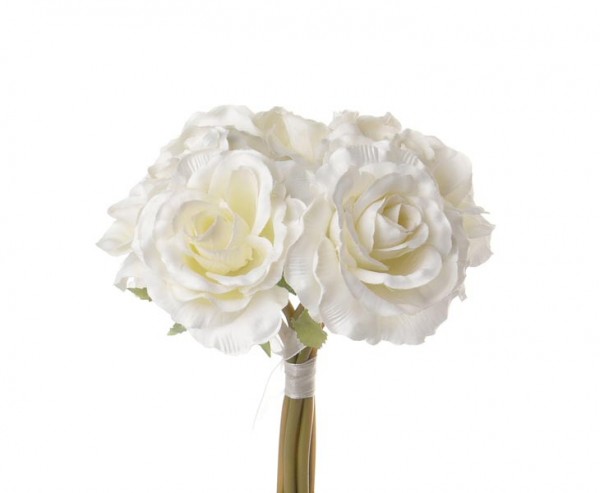 Rosenstrauß, mit 6 Kunstblumen mit creme farbiger Blüte, Länge 20cm
