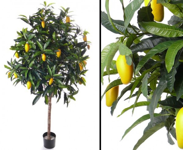 Künstlicher Mangobaum Exotischer Kunstbaum mit Früchten 210cm