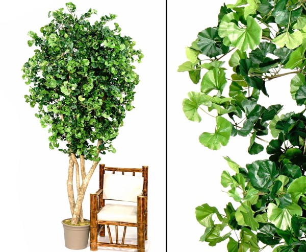 Ginkgo Kunstbaum 300cm mit 2600 Textilfaser Blätter und Naturstämmen