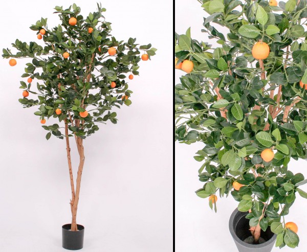 Künstlicher Orangenbaum mit 2 Echtstämmen und 23 Früchten Höhe 180cm