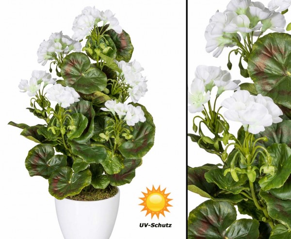 Künstliche Geranien Blume weiß blühend UV-Beständig mit 40cm