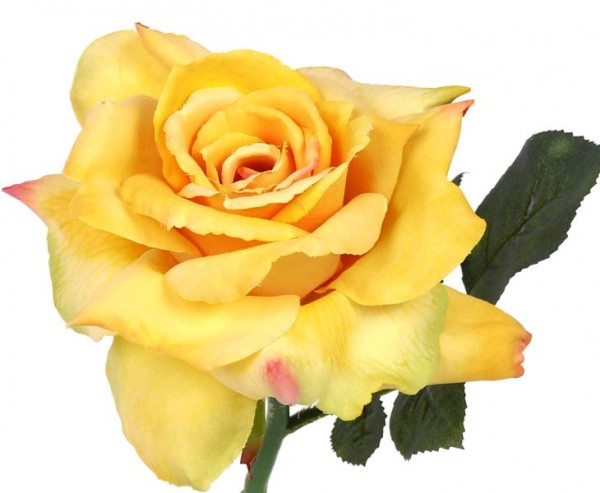 Künstliche Blume, Rose mit gelblicher Blüte, 31cm