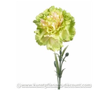 Kunstblume Nelke, gelbe Blüte und grüne Blätter, 60cm