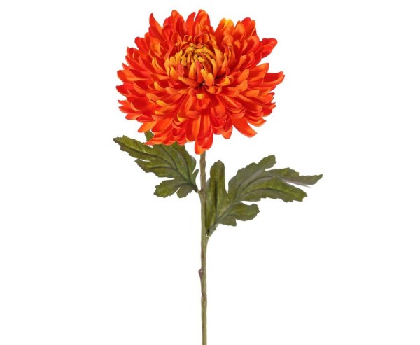 Kunstblume Chrysantheme mit orangefarbiger 15cm breiter Blüte und einer Länge von 65cm