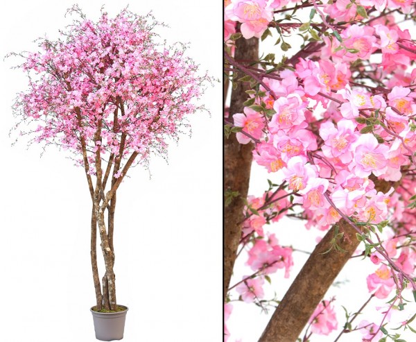 Kunstbaum Pfirsichblüten mit 2124 rosa Blüten Höhe 300cm