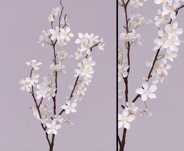 Deko Zweige Apfelblüten, 3 Äste mit creme farbigen Blüten 84cm