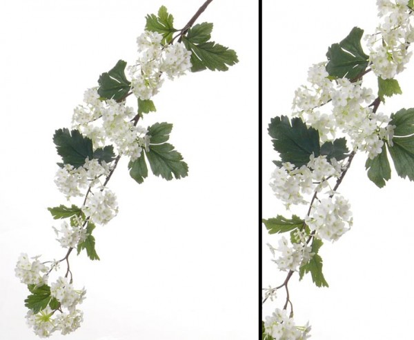 Kunstblume Schneeball Zweig creme farbige Blüten, Länge 86cm