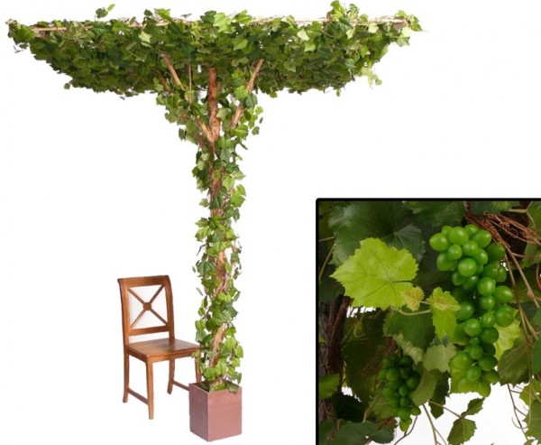 Künstlicher Weinstock 240cm hoch mit 2856 Blättern und 28 Weinreben