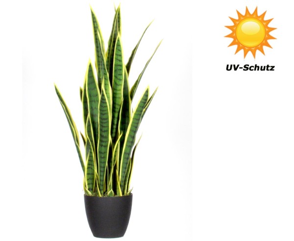 Bogenhanf Kunstpflanze mit 110cm und weichen grün gelb farbigen PE Blättern UV sicher