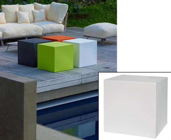 Kube Würfel weiß zum Sitzen oder als Tisch 40x40cm aus Kunststoff für Innen- und Außenbereich