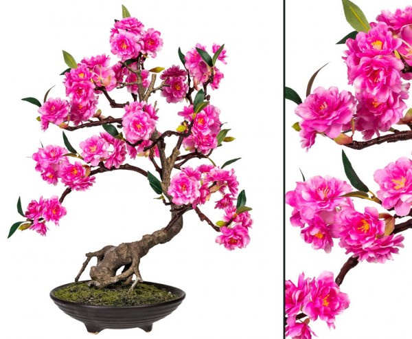 Rosa blühender Bonsai Kunstbaum mit 50cm
