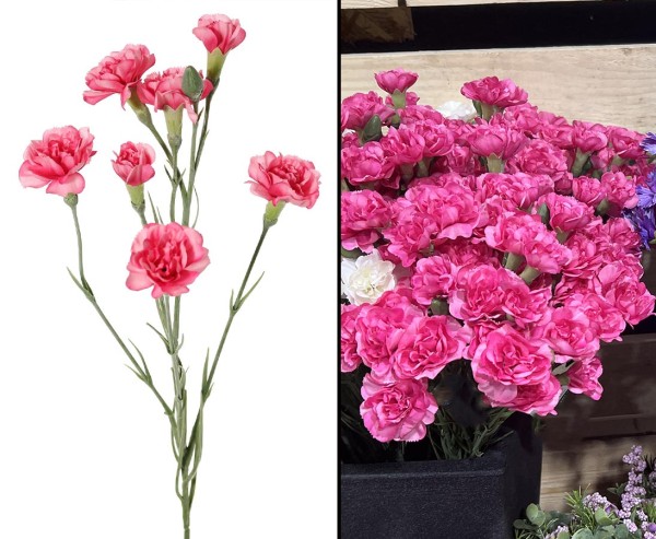 Nelken Kunstblume Dianthus 63cm mit rosafarbigen 7 Blüten