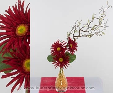 Gerbera Arrangement, dunkelrot, Höhe 60cm