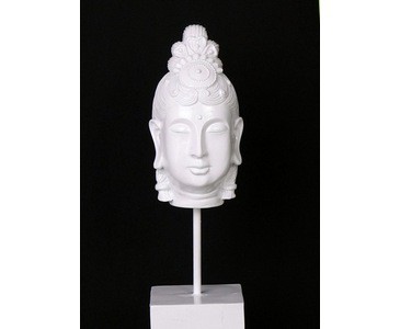 Buddha Kopf klein, aus weißem Polyresin Material, Höhe 41cm
