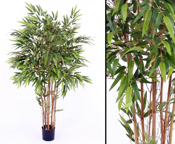 Bambus Kunstbaum mehrstämmig mit 1440 Blätter Höhe ca. 150cm, mit Topf