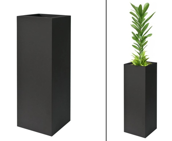 Kube Pflanzensäule "Tower" mit 30x30cm und einer Höhe von 90cm in Perl Schwarz aus Kunststoff