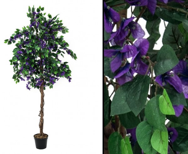 Bougainvillea Dekobaum mit lavendel farbige Blüten Höhe 150cm mit Zementfuß