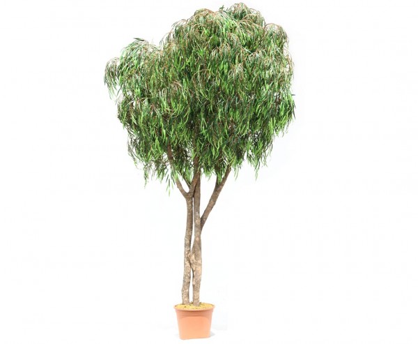 Weiden Kunstbaum 300cm mit 4592 Textilfaser Blätter UV-sicher und Naturstämmen im Topf