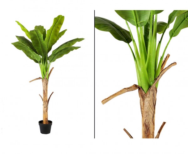 Bananen Kunstpalme 150cm mit 1 Stamm und 12 Blätter