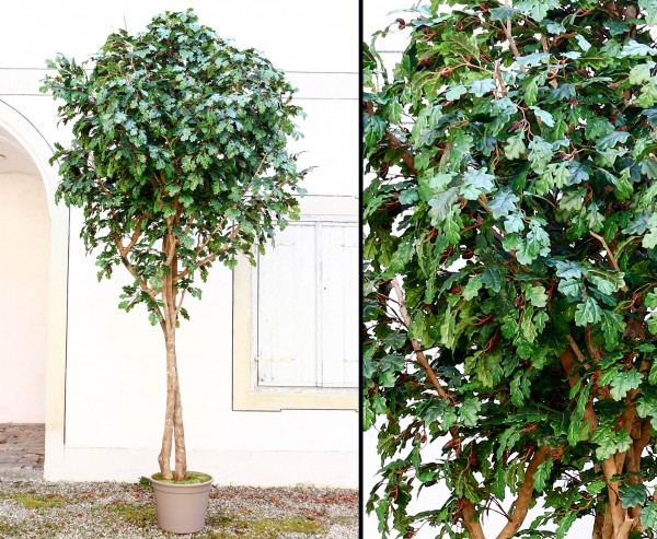 Eichen Kunstbaum XL 400cm mit 4970 Textilfaser Blätter und Naturstämme
