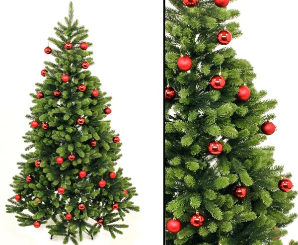 Spritzguss Christbaum mit roten Kugeln schwer entflammbar Höhe 150cm