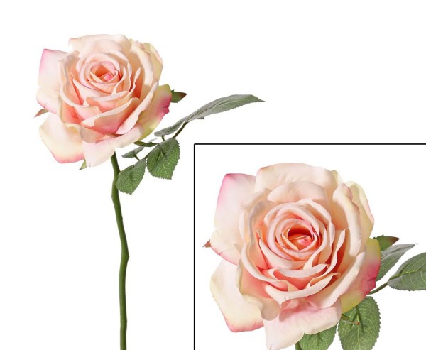 Rosa farbige Rosen Kunstblumen mit offener Blüte 12cm Länge 30cm