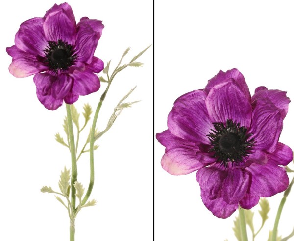 Anemone künstliches Windröschen 54cm mit lila farbiger Blüte 10cm