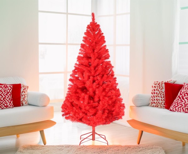 Künstlicher roter Tannenbaum 210cm mit PVC Nadeln schwer entflammbar