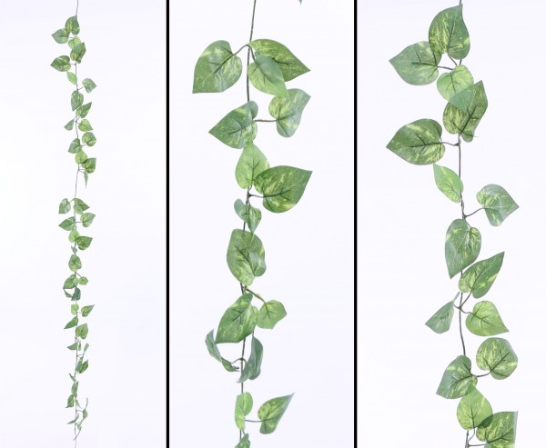 Pothos Kunstpflanzen Girlande mit 48 hell-dunkelgrünen Blättern 180cm