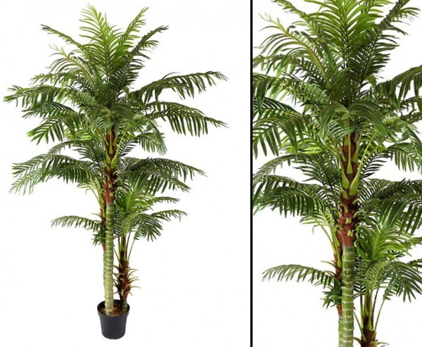 Arekapalme Hawaii 235cm künstliche Palme mit 45 Wedeln und 3 Stämme