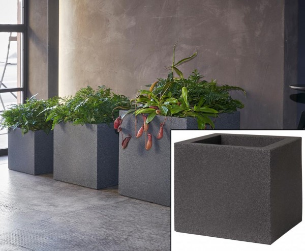 Übertopf als Cube im Granit Style mit 30x30cm aus Kunststoff zur Bepflanzung