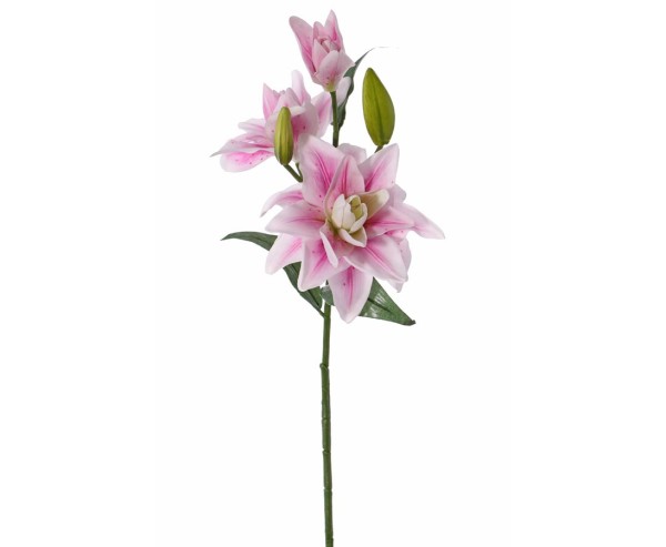 Kunstblume Tigerlilie mit 3 Blüte 2 Knospen und 4 Blätter Länge von 81cm