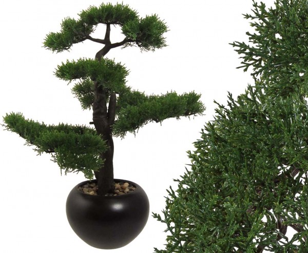 Künstlicher Bonsai Zeder ca. 60cm mit Keramiktopf