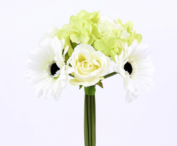Blumenbündel "Mia" mit 10 weiss-grün farbigen Blüten Ø 20cm