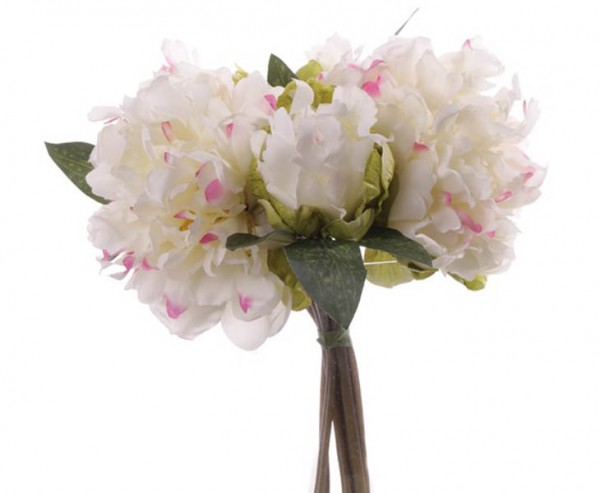 Kunstblumen Bouquet aus Pfingstrosen weiß, 25cm
