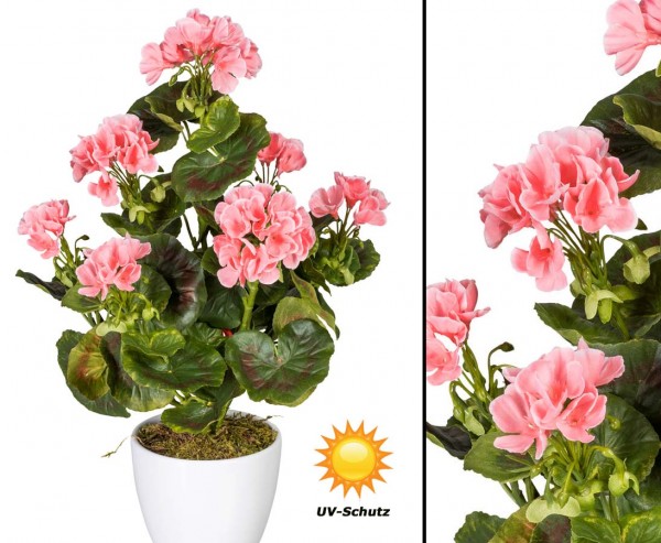 Künstliche Geranien Blume rosa blühend UV-Beständig mit 40cm